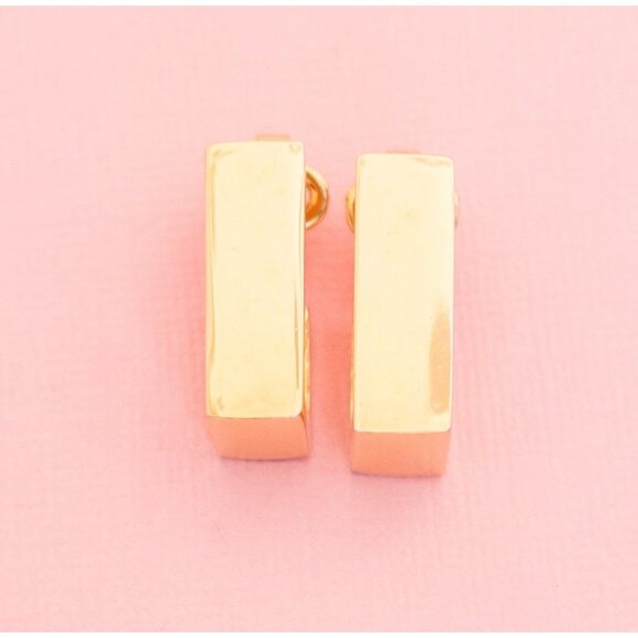 Vintage Gold Tone Brick Clip On Earrings | Avon H9 - Picture 2 of 5